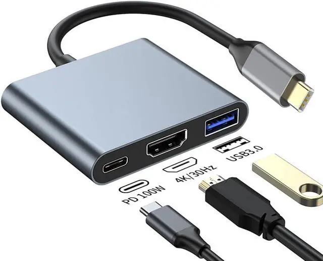 Main image of USB C to 4K HDMI Multiport Adapter, USB C Hub with 4K HDMI USB 3.0 100W PD Charging for Mac, Type-C Digital AV Multiport Adapter Converter for MacBook Pro/air, iPad Pro & USB Type C Device