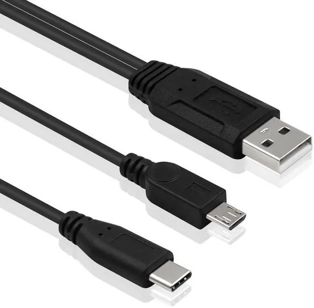 Alt view image 2 of 7 - Multi Charging Cable, Multifunction 2 in 1 Charging Cable, USB 2.0 A to USB Type C and Micro USB Charging Cable Cord for Andriod Cell Phone Portable Power Banks (1.14 Feet/0.35M)