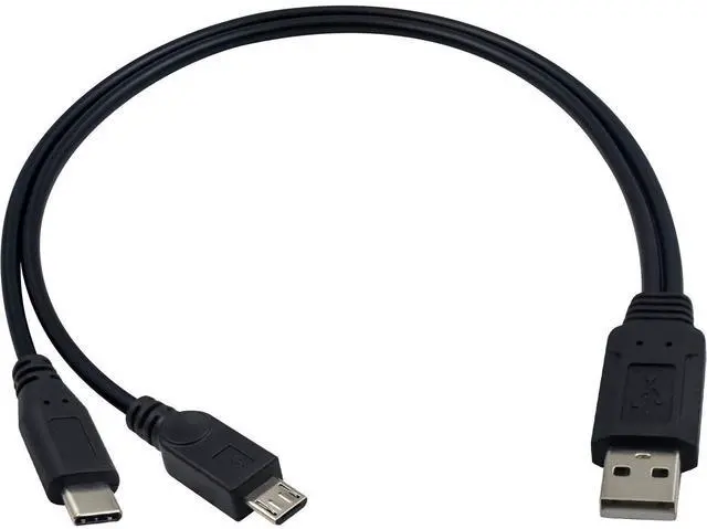 Main image of Multi Charging Cable, Multifunction 2 in 1 Charging Cable, USB 2.0 A to USB Type C and Micro USB Charging Cable Cord for Andriod Cell Phone Portable Power Banks (1.14 Feet/0.35M)