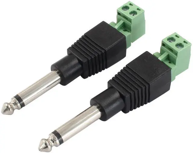Main image of 2 Pcs 6.35mm Replacement Repair Plug, Jack TS 2 Pole Mono Male Plug 1/4" 6.35mm Solderless Terminal for Microphone Speaker Cable