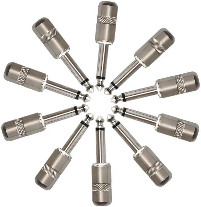 Main image of Short Barrel 1/4 Inch 6.35mm Black Nickel Mono Male Audio Plug Connector Low Profile for Speaker Microphone Guitar Patch Cable - 10 Pack (X065)