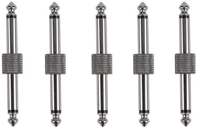 Main image of 5-Pack 6.35mm Mono Male to Male Patch Cables - Instrument Connectors for Guitar Pedals, Mics, Audio/Video - Nickel-Plated Copper for Transparent Clean Sound