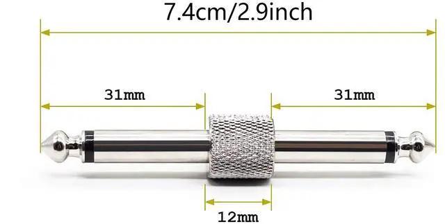 Alt view image 2 of 7 - 5-Pack 6.35mm Mono Male to Male Patch Cables - Instrument Connectors for Guitar Pedals, Mics, Audio/Video - Nickel-Plated Copper for Transparent Clean Sound