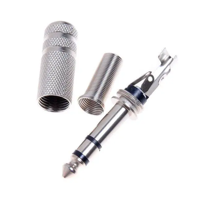 Alt view image 2 of 5 - 6.35mm 1/4 Inch Stereo Male Metal Connector with Spring Strain Relief Plug Coax Audio Mic Solder Adapter (10 Pack)