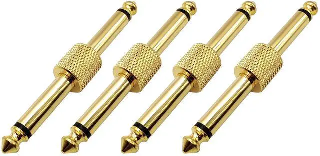 Main image of 1/4 Inch Male to Male Plug Straight Type 6.35mm TS Adapter for Guitars, Keyboards and Pro Audio Gear