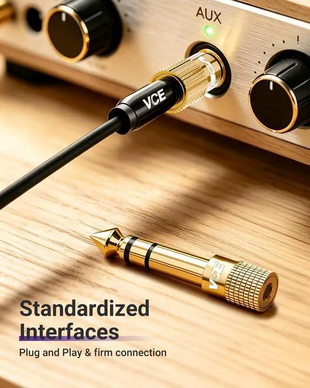 Alt view image 2 of 7 - 6.35mm Male to 3.5mm Female 1/4 inch to 1/8 inch 24K Stereo Audio Jack Adapter for Aux Cable, Guitar Amplifier, Headphone, 2 Pack