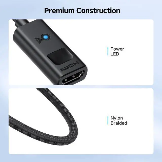 Alt view image 7 of 7 - 8K DisplayPort 1.4 to HDMI 2.1 Adapter with 4K 240Hz / 8K 60Hz, Unidirectional DisplayPort to HDMI 2.1 Cable Adapter, Supports RTX5080, RX9070, Not Work with PS5/Xbox, No VRR Support