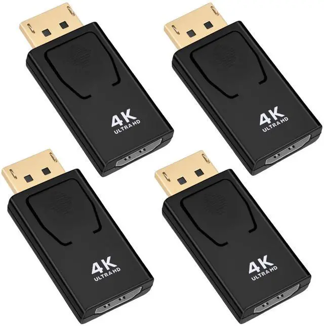 Main image of 4K DisplayPort to HDMI Converter, 4-Pack Gold Plated DP Male to HDMI Female Adapter Connector, Uni-Directional Adapter Supports 4K UHD 3840x2160@30Hz, for Laptop PC Monitor TV Projector