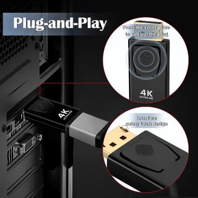 Alt view image 4 of 7 - 4K DisplayPort to HDMI Converter, 4-Pack Gold Plated DP Male to HDMI Female Adapter Connector, Uni-Directional Adapter Supports 4K UHD 3840x2160@30Hz, for Laptop PC Monitor TV Projector