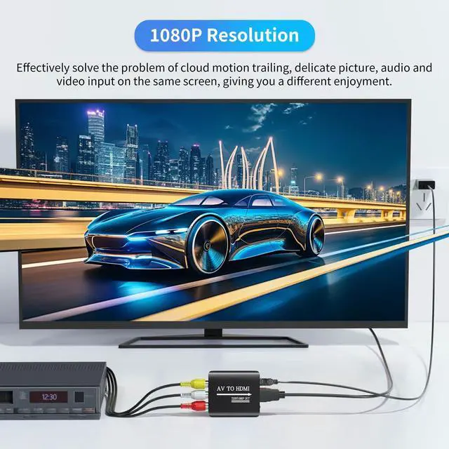 Alt view image 6 of 7 - RCA to HDMI Converter, AV to HDMI Converter,AV Composite Video to Digital Video 1080p/720p Adapter, Supports PAL/NTSC/SECAM, HD Video Output for VCR,CVBS, DVD, WII, Plug & Play, No Driver Needed