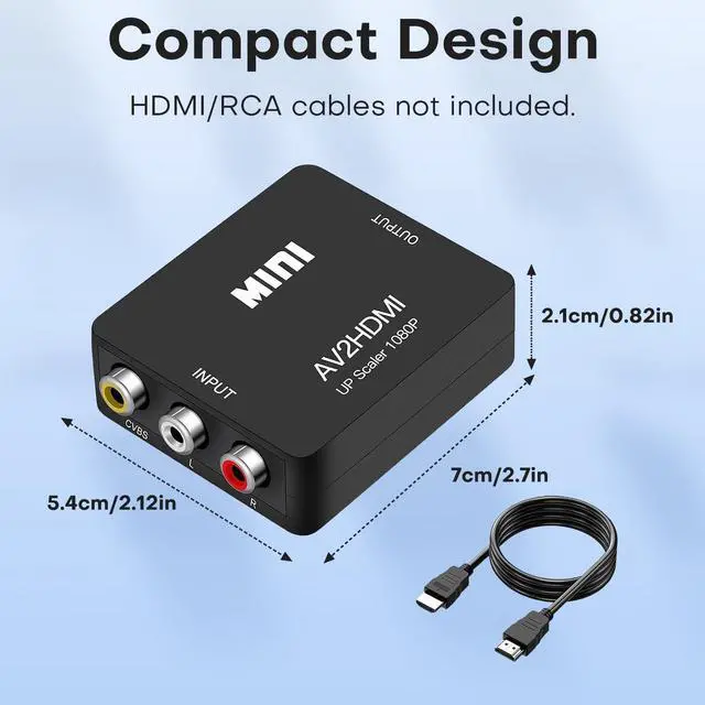 Alt view image 4 of 7 - AV to HDMI Converter, RCA to HDMI Converter, 1080P Mini Composite CVBS Audio Video Adapter Supports PAL/NTSC for TV/PC/STB/VHS/VCR/Blue-Ray DVD Players