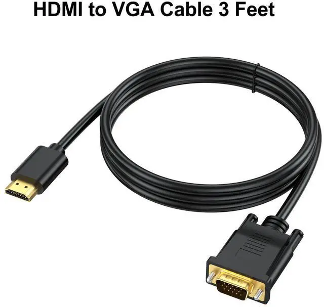 Alt view image 6 of 7 - HDMI to VGA Cable 3.3FT 2-Pack, HDMI to VGA Cord Uni-Directional Male to Male 1080P HD Video Cord Compatible for Computer, Desktop, Laptop, PC, Monitor, Projector, HDTV and More (1M)