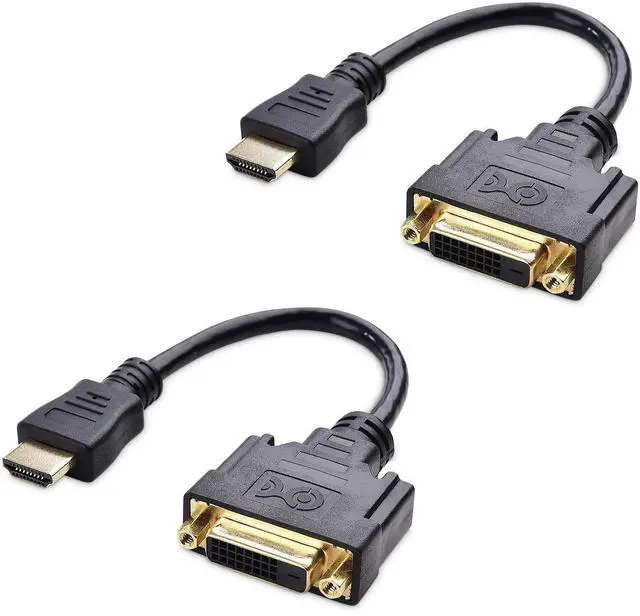 Main image of 2-Pack Bi-Directional HDMI to DVI Male to Female, DVI to HDMI Female to Male Cable Adapter - 5 Inches