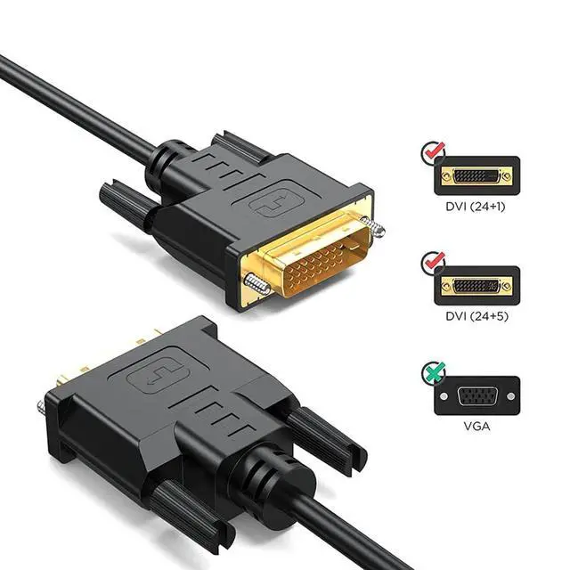 Alt view image 6 of 7 - DVI to DVI Cable Adapter - Male DVI-D Dual Link - Cable Converter Supports Monitor, PC, TV, Gaming, Projector - 1080p Full HD 60Hz - Gold Connector 6.6ft / 2 m