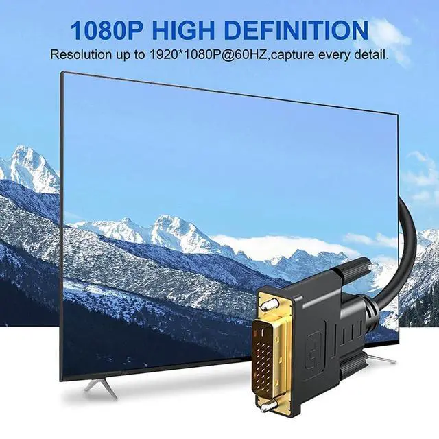 Alt view image 7 of 7 - DVI to DVI Cable Adapter - Male DVI-D Dual Link - Cable Converter Supports Monitor, PC, TV, Gaming, Projector - 1080p Full HD 60Hz - Gold Connector 6.6ft / 2 m