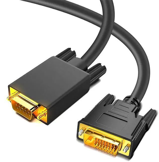 Main image of DVI to VGA Cable 6FT, DVI-D 24+1 to VGA Adapter Cable Male to Male Gold-Plated Display Cord for Computer, PC Host, Laptop, Graphics Card to HDTV, Monitor, Display Screen, Projector