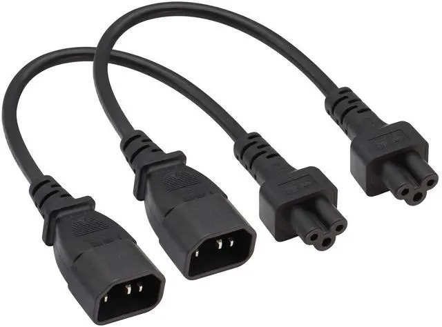 Main image of (2 Pack) C14 to C5 AC Cable, 10A 125V IEC 3Pole Male to Female Power Adapter, C5 to C14 AC Converter for Laptop Receptacle Converter (0.3m/1ft)