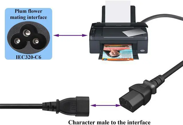 Alt view image 3 of 7 - (2 Pack) C14 to C5 AC Cable, 10A 125V IEC 3Pole Male to Female Power Adapter, C5 to C14 AC Converter for Laptop Receptacle Converter (0.3m/1ft)
