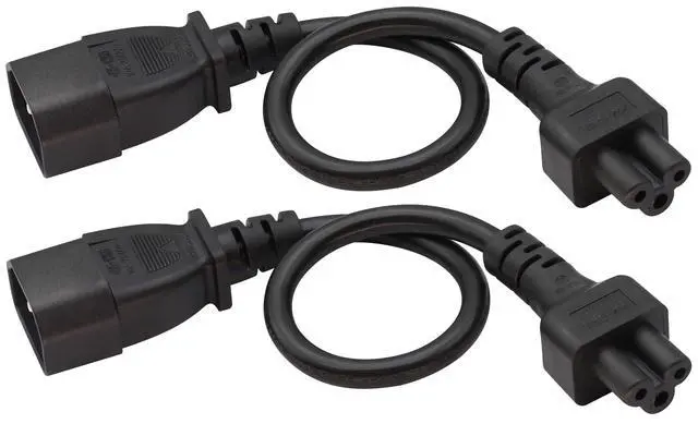 Alt view image 7 of 7 - (2 Pack) C14 to C5 AC Cable, 10A 125V IEC 3Pole Male to Female Power Adapter, C5 to C14 AC Converter for Laptop Receptacle Converter (0.3m/1ft)