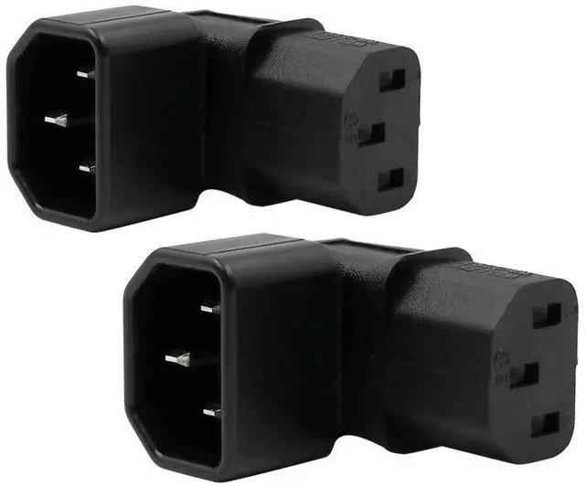 Main image of IEC C14 to C13 Power Adapter PDU Plug/Socket Up 90 Degree for LCD Wall Mount TV 2 Pack