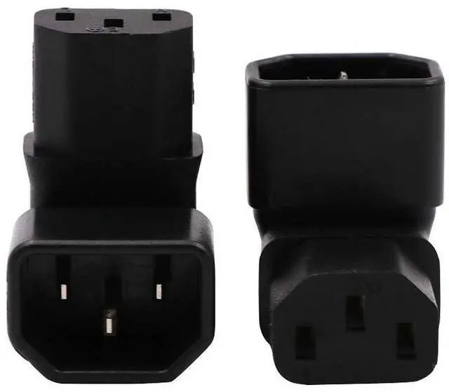 Alt view image 7 of 7 - IEC C14 to C13 Power Adapter PDU Plug/Socket Up 90 Degree for LCD Wall Mount TV 2 Pack