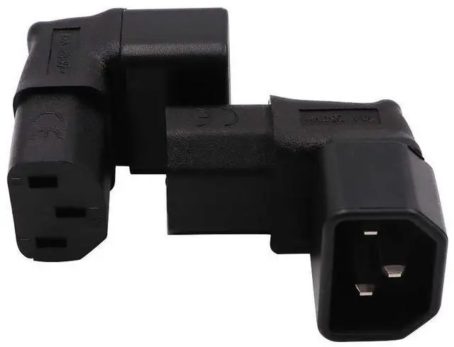 Alt view image 3 of 7 - IEC C14 to C13 Power Adapter PDU Plug/Socket Up 90 Degree for LCD Wall Mount TV 2 Pack
