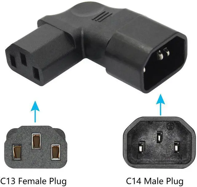 Alt view image 2 of 6 - 1Pair 90 Degree IEC 320 C14 Male to C13 Female Converter Adapter, Left & Right Angle Extension Connector Plug 10A 250V, for Monitor, Computer, PDU Chassis, Printer etc - 2Pcs