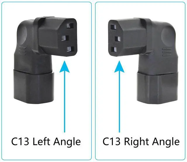 Alt view image 3 of 6 - 1Pair 90 Degree IEC 320 C14 Male to C13 Female Converter Adapter, Left & Right Angle Extension Connector Plug 10A 250V, for Monitor, Computer, PDU Chassis, Printer etc - 2Pcs
