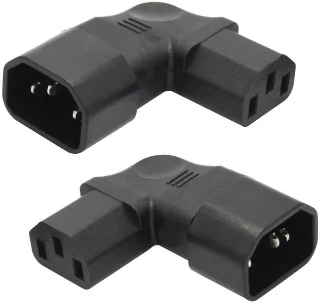 Alt view image 4 of 6 - 1Pair 90 Degree IEC 320 C14 Male to C13 Female Converter Adapter, Left & Right Angle Extension Connector Plug 10A 250V, for Monitor, Computer, PDU Chassis, Printer etc - 2Pcs