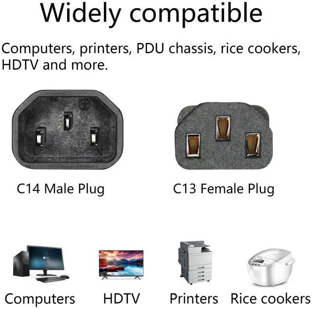 Alt view image 5 of 6 - 1Pair 90 Degree IEC 320 C14 Male to C13 Female Converter Adapter, Left & Right Angle Extension Connector Plug 10A 250V, for Monitor, Computer, PDU Chassis, Printer etc - 2Pcs