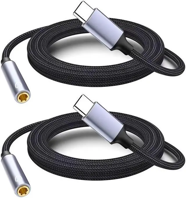 Main image of 2 Pack 1M USB C to Headphone Jack Adapter,USB-c to 3.5mm Headphone Jack Adapter Cable,Compatible with Phone 17 Pro Max/16/15,Samsung Galaxy S25 Ultra/S24/S23,Pixel,iPad Pro