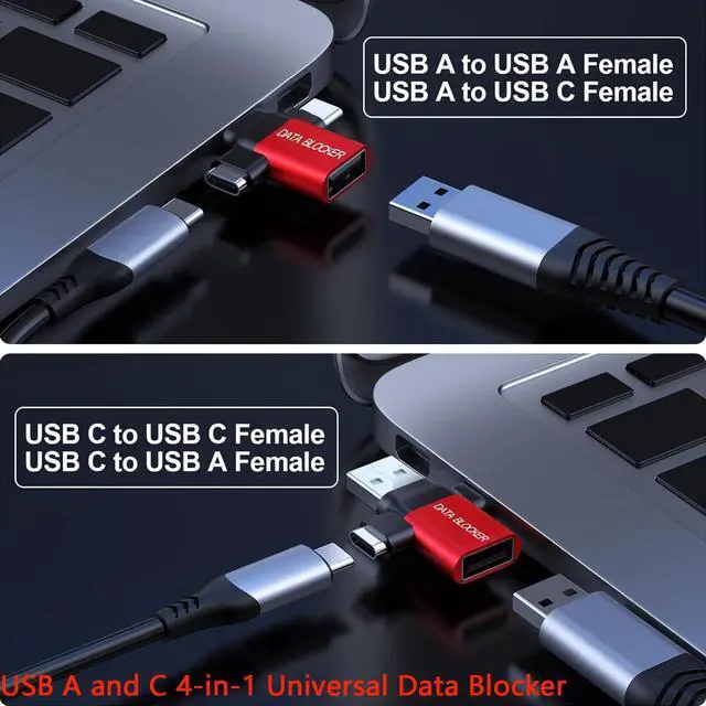 Alt view image 2 of 7 - Data Blocker, USB A to A & USB C to C Data Blocker, Protect Against Juice Jacking,100% Guaranteed Prevent Hacker Attac,Support Safe Fast Charging up to 20V/4A. (6 Pack Red)
