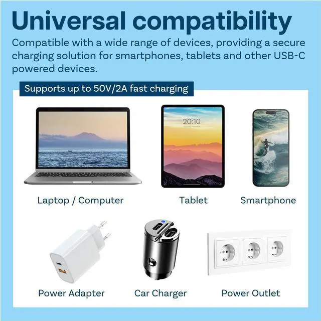 Alt view image 4 of 6 - USB-C Data Blocker 2-Pack USB-C to C Fast Charge-Only Adapter Protect Against Juice Jacking Safe Charging, No Data Transfer Data Blocking Defender Black