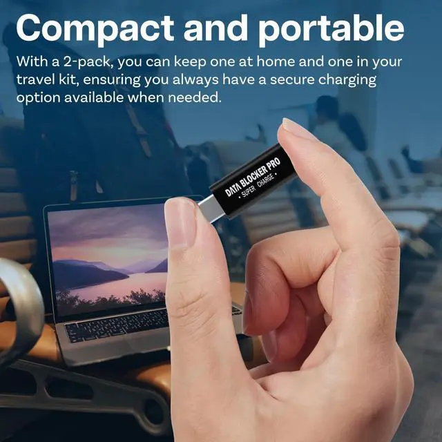 Alt view image 6 of 6 - USB-C Data Blocker 2-Pack USB-C to C Fast Charge-Only Adapter Protect Against Juice Jacking Safe Charging, No Data Transfer Data Blocking Defender Black