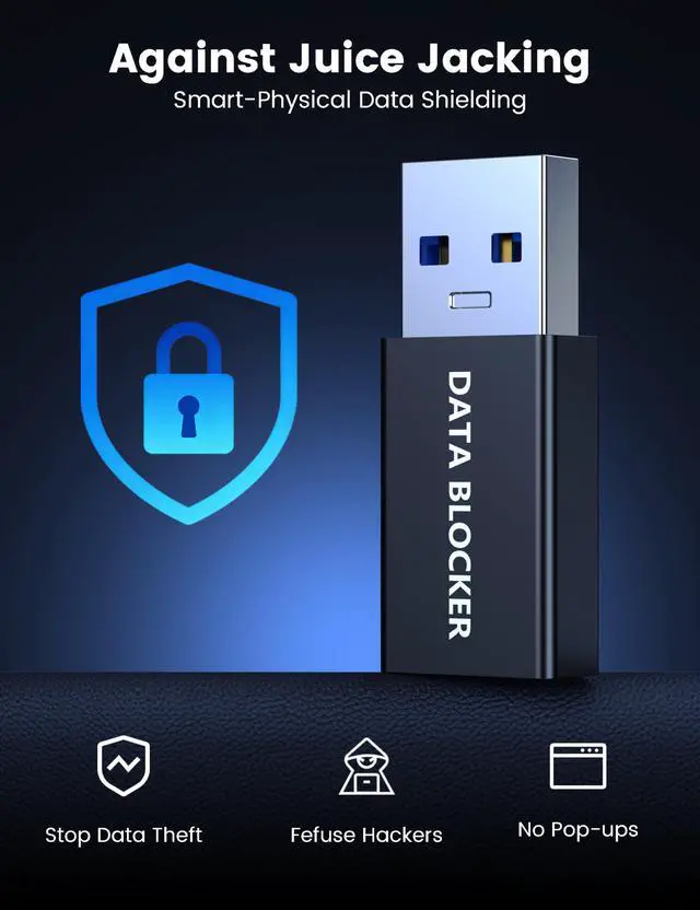 Alt view image 2 of 6 - 4 Kinds of USB Data Blocker Adapter, USB C Data Blocker for iPhone 15 16 17 and for Android Phone or for ipad, A to A & A to C & C to C & C to A Only for Charge, Protect Against Juice Jacking (Black)