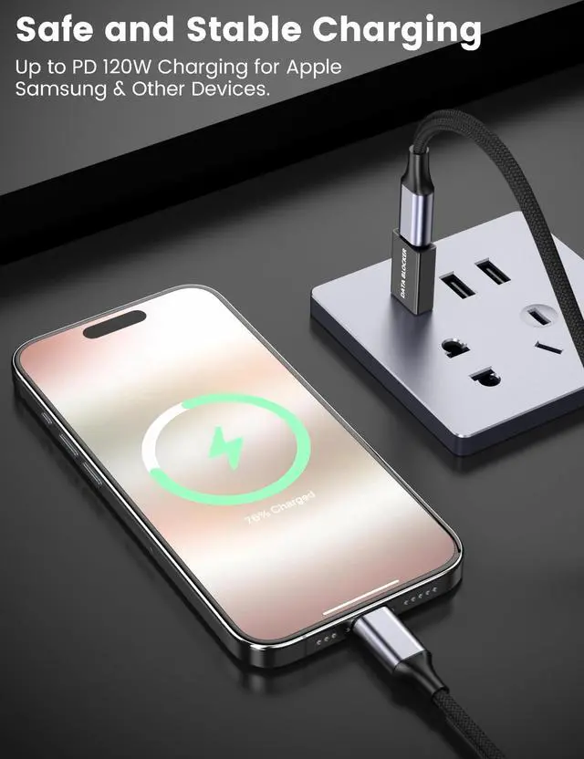 Alt view image 4 of 6 - 4 Kinds of USB Data Blocker Adapter, USB C Data Blocker for iPhone 15 16 17 and for Android Phone or for ipad, A to A & A to C & C to C & C to A Only for Charge, Protect Against Juice Jacking (Black)