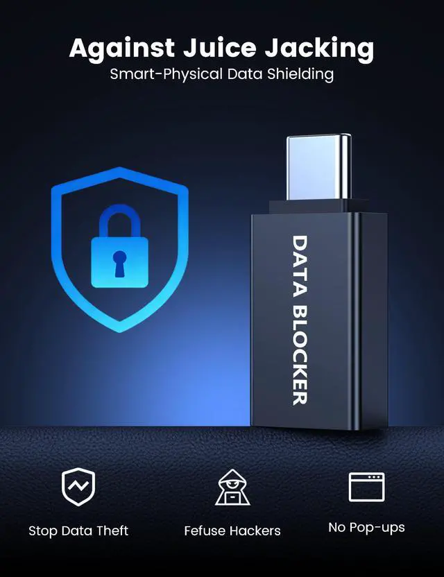 Alt view image 5 of 6 - 4 Kinds of USB Data Blocker Adapter, USB C Data Blocker for iPhone 15 16 17 and for Android Phone or for ipad, A to A & A to C & C to C & C to A Only for Charge, Protect Against Juice Jacking (Black)