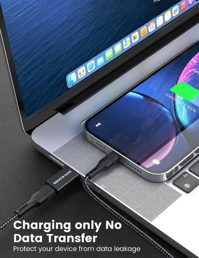 Alt view image 3 of 6 - 4 Kinds of USB Data Blocker Adapter, USB C Data Blocker for iPhone 15 16 17 and for Android Phone or for ipad, A to A & A to C & C to C & C to A Only for Charge, Protect Against Juice Jacking (Black)