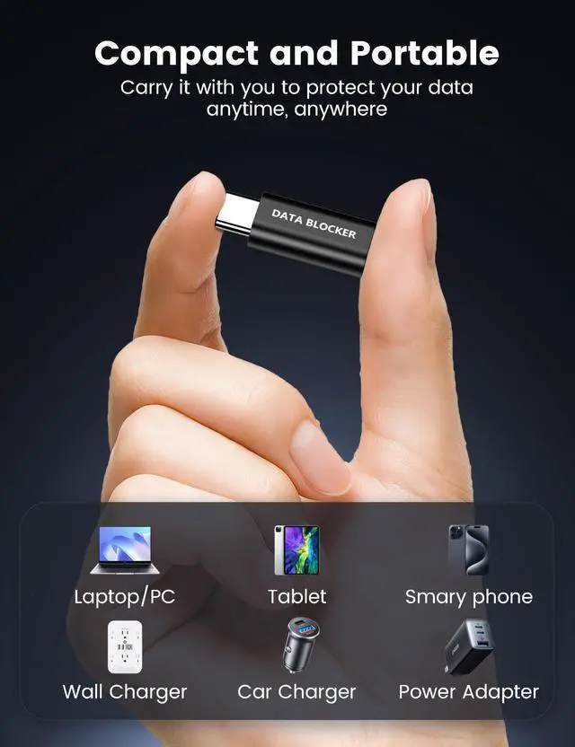 Alt view image 6 of 6 - 4 Kinds of USB Data Blocker Adapter, USB C Data Blocker for iPhone 15 16 17 and for Android Phone or for ipad, A to A & A to C & C to C & C to A Only for Charge, Protect Against Juice Jacking (Black)