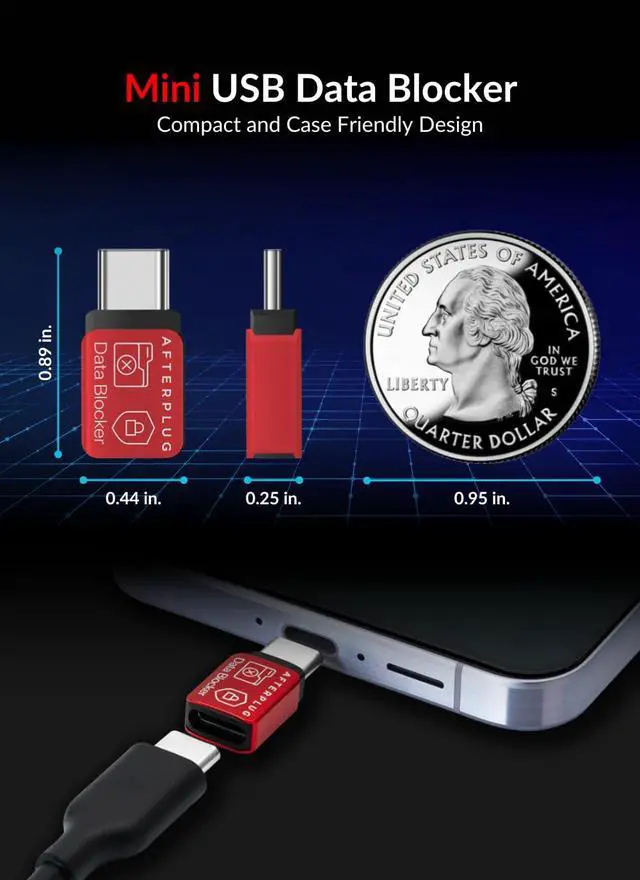 Alt view image 5 of 7 - USB-C to USB-C Data Blocker, Anti Juice Jacking, for Charge-Only, Supports up to 240W PD Charging (2-Pack), Red