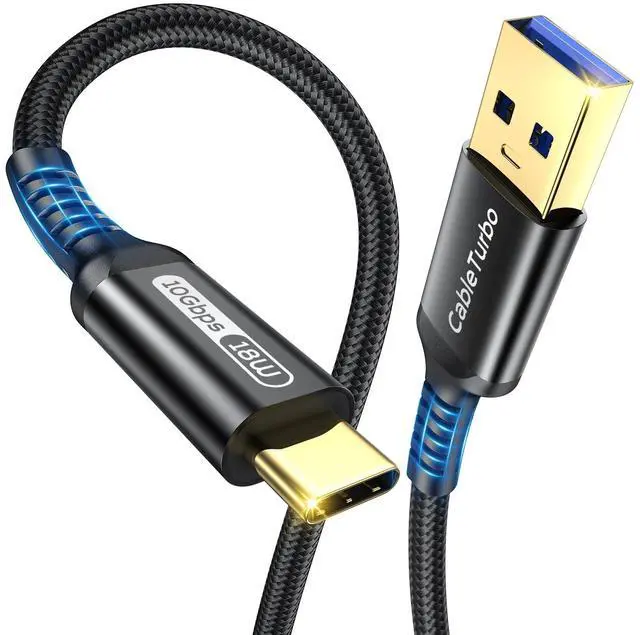 Main image of 10Gbps Android Auto USB C Cable, 2FT USB 3.1 Gen2 Data Transfer & 3A Fast Charging USBA to USB C CarPlay Cable Braided Cord for iPhone 17/16/15, Galaxy S26/S25, SSD, Xbox/PS5, Tablet, Dashcam and More