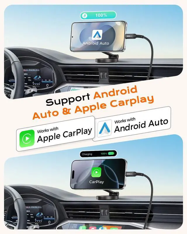 Alt view image 3 of 7 - 10Gbps Android Auto USB C Cable, 2FT USB 3.1 Gen2 Data Transfer & 3A Fast Charging USBA to USB C CarPlay Cable Braided Cord for iPhone 17/16/15, Galaxy S26/S25, SSD, Xbox/PS5, Tablet, Dashcam and More