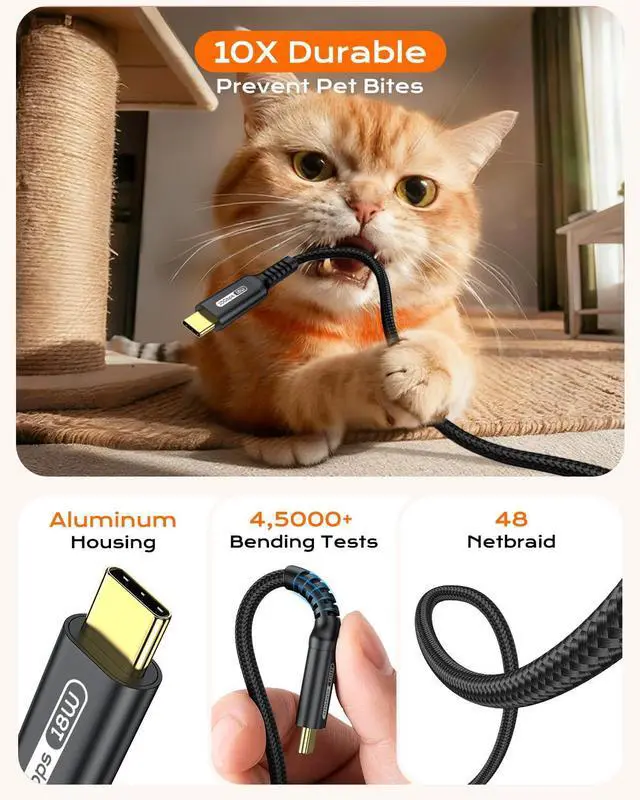 Alt view image 6 of 7 - 10Gbps Android Auto USB C Cable, 2FT USB 3.1 Gen2 Data Transfer & 3A Fast Charging USBA to USB C CarPlay Cable Braided Cord for iPhone 17/16/15, Galaxy S26/S25, SSD, Xbox/PS5, Tablet, Dashcam and More