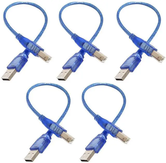 Main image of USB 2.0 Cable, 5Pcs / Pack USB A Male to USB B Male Cable, Printer Cables for Arduino 2560 R3, Ink Jet, Laser Printer MFP, Scanner to a PC or Mac (11.81IN)