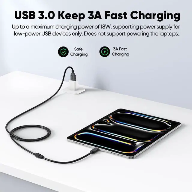 Alt view image 3 of 7 - USB Extension Cable 3ft 2 Pack, USB 3.0 Extender Cord 5Gbps Data Transfer & 18W Fast Charging, Type A Male to Female Cables Compatible with Mouse, Keyboard, Hard Drives, Laptop, Monitor, Hub, Camera