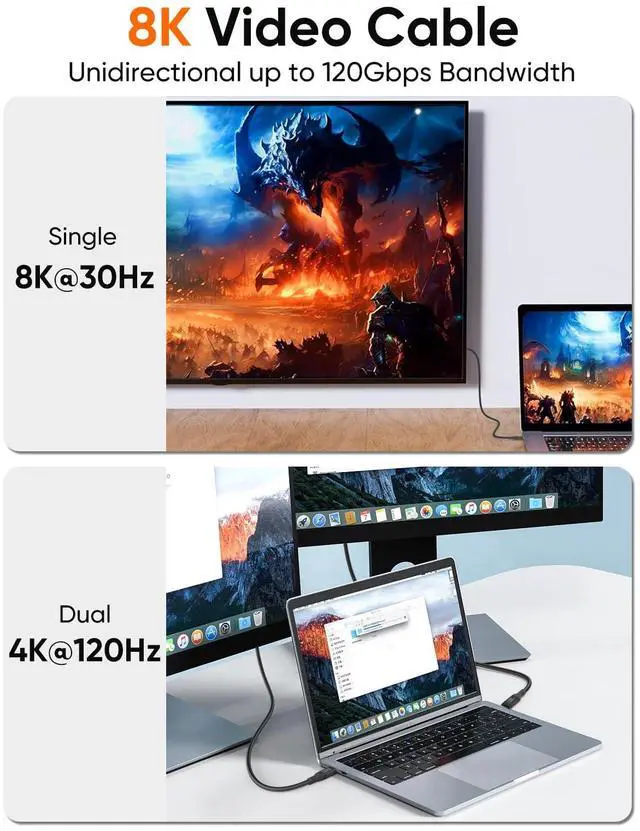 Alt view image 4 of 7 - 6inch Short USB 4 Gen 3 Braided 0.5Feet,USBC to Monitor 8K/5K@60Hz, Thunderbolt 4 Cable 40Gbps Data Sync Cord,240W PD Charging,Cellphone, Laptop, Android Auto, Carplay,SSD,iPhone 15~17