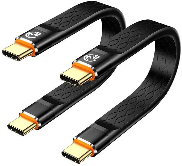 Main image of 40Gbps USB C Cable 5 inch 2Pack, Short USB4 Thunderbolt Cable 8K Video Display, Flexible Flat USBC to USB C Short Cord 240W, Type-C Compatible with Thunderbolt 4/3, Monitor, MacBook, iPhone 17