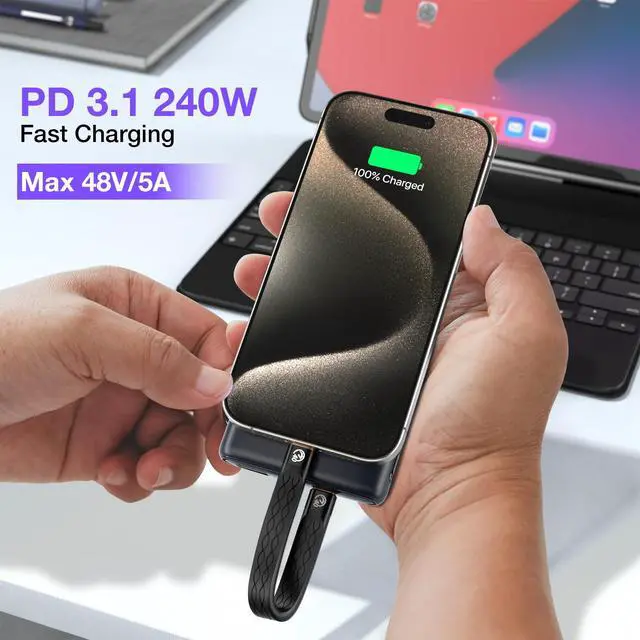Alt view image 4 of 7 - 40Gbps USB C Cable 5 inch 2Pack, Short USB4 Thunderbolt Cable 8K Video Display, Flexible Flat USBC to USB C Short Cord 240W, Type-C Compatible with Thunderbolt 4/3, Monitor, MacBook, iPhone 17