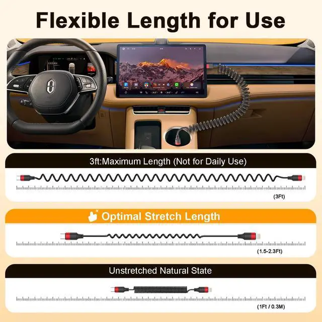 Alt view image 2 of 7 - Lightning to USB C Cord Coiled, 2 Pack USB Type C to Lightning Cable PD Fast Charging Retractable USBC to Lightning Cable for iPhone 14 13 12 11 Pro Max Mini 10 8 7 Plus XR XS SE, AirPods, Car