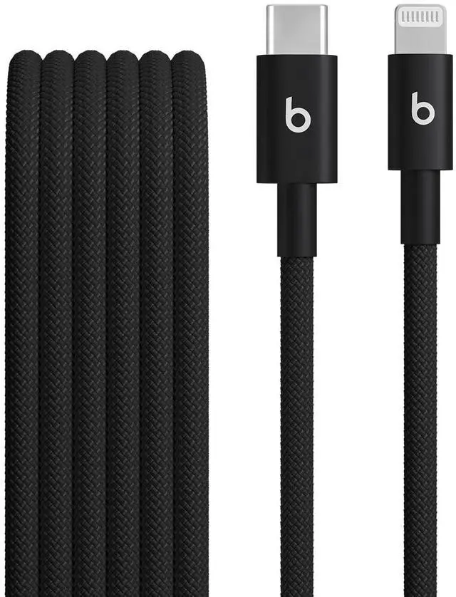 Main image of USB-C to Lightning Woven Cable Fast Charging Durable/Tangle-Free Compatible Charger for Apple Devices w Lightning Ports (1.5 m, 5 ft) - Bolt Black